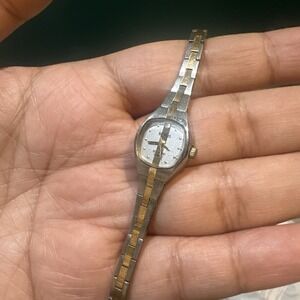 Working Vintage Benrus Diamond Quartz Ladies Watch Two Tone 16mm Fit 6.5in Runs